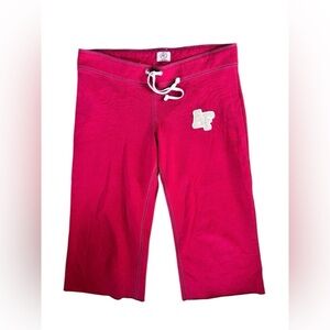 Y2K Abercrombie & Fitch Red Cropped Drawstring Sweatpants XL AF Embroidered #10
